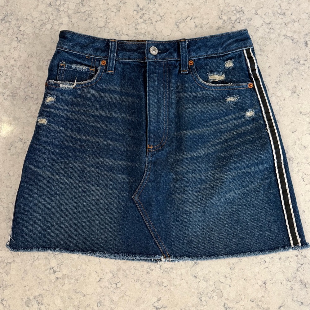 Abercrombie & Fitch Distressed Cut Off Jean Denim Skirt Preppy 90’s Vintage Y2K